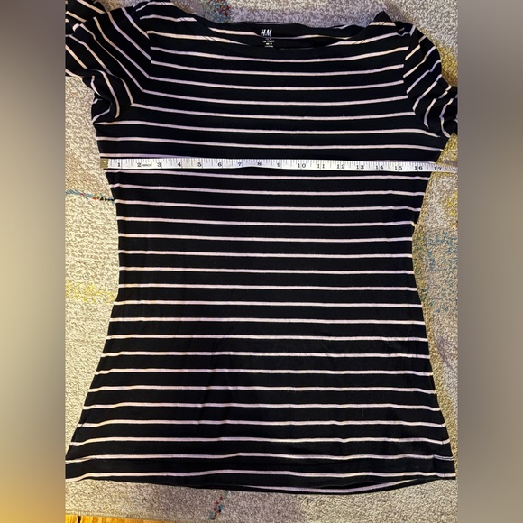 H&M Boatneck Black and Pink Striped Shirt - Picture 8 of 11